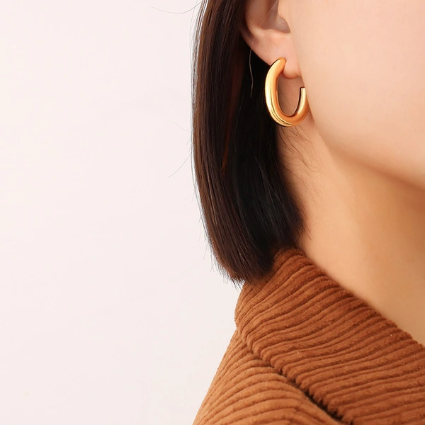 18K Gold Stainless Steel Hoop Earrings Women Earrings Hoops