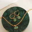 18K Gold Imitation Chrysoprase Earing Hoops