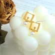 Stainless Steel Hoop Pearl Earrings Gold Color