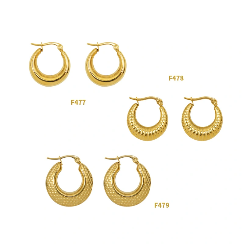 Initial Stainless Steel Earring Hoops Gold Color