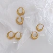 Initial Stainless Steel Earring Hoops Gold Color
