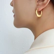 Initial Stainless Steel Earring Hoops Gold Color