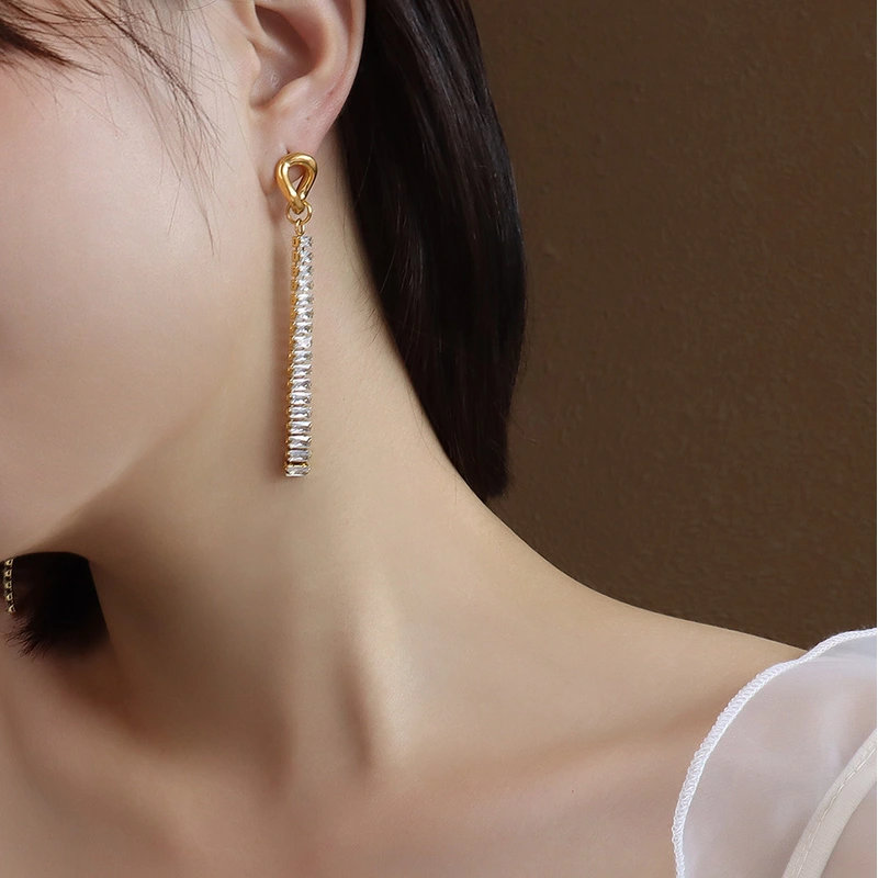 Fashion 18K Gold Plated Stainless Steel Drop Earrings