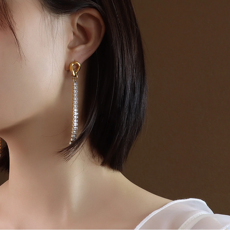 Fashion 18K Gold Plated Stainless Steel Drop Earrings