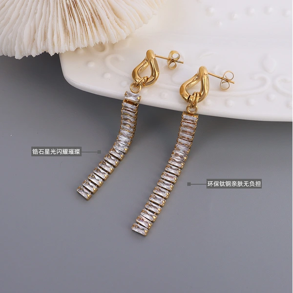 Fashion 18K Gold Plated Stainless Steel Drop Earrings