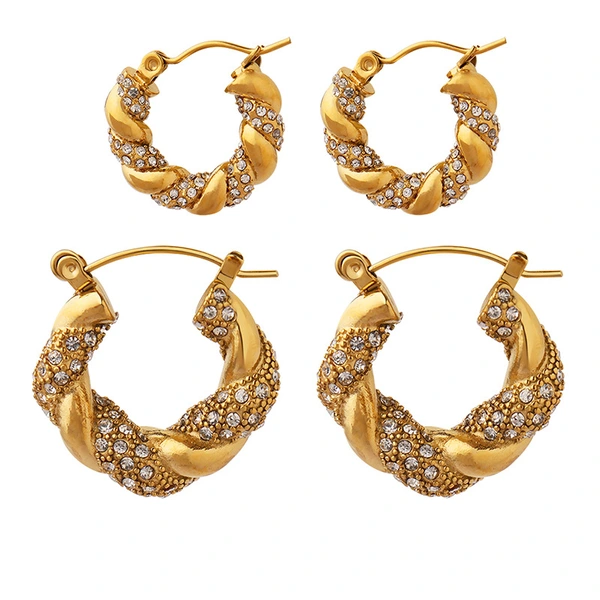 Gold Color CZ Hoop Earrings Trends 2023 for Women