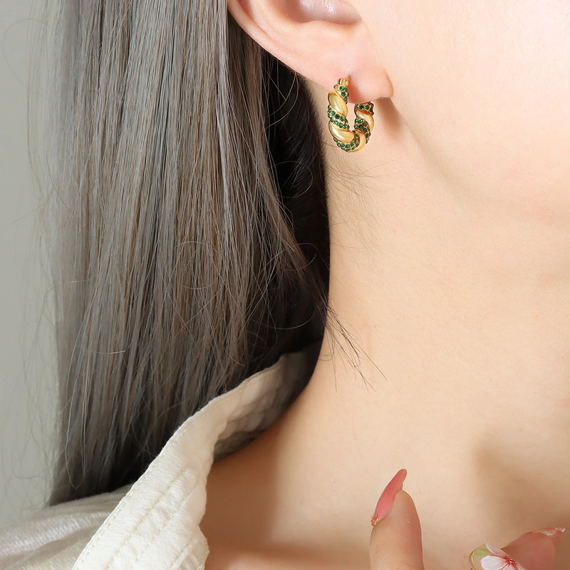 Gold Color CZ Hoop Earrings Trends 2023 for Women