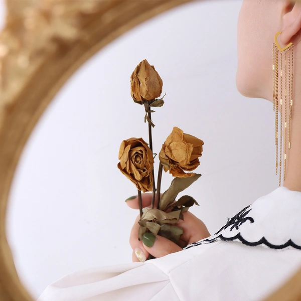 18K Gold Stainless Steel Fashion Heart Tessels Earrings