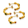 18K Gold Stainless Steel Crystal Stone Earrings Hoops
