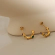 18K Gold Stainless Steel Crystal Stone Earrings Hoops