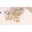 18K Gold Stainless Steel Crystal Stone Earrings Hoops