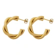 Stainless Steel 18K Gold Twist Hoop Earrings