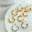 Stainless Steel 18K Gold Twist Hoop Earrings