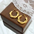 Stainless Steel 18K Gold Twist Hoop Earrings