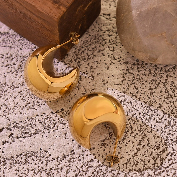 Big Hoop Earrings Gold Plated Stainless Steel