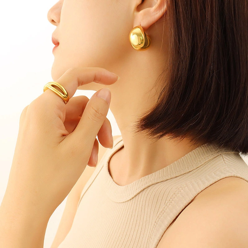 Big Hoop Earrings Gold Plated Stainless Steel