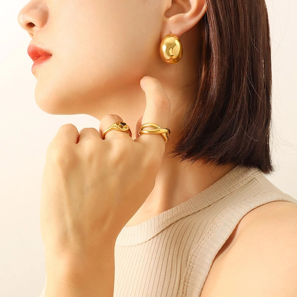 Big Hoop Earrings Gold Plated Stainless Steel