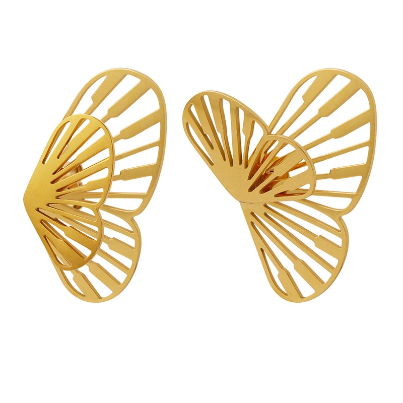 Stainless Steel Gold Stud Earrings Butterfly