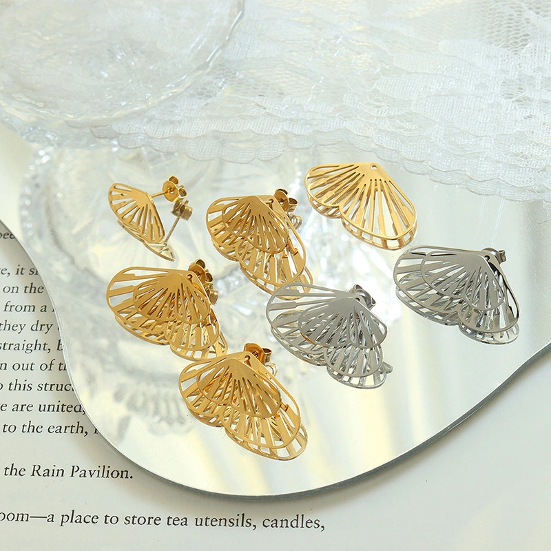 Stainless Steel Gold Stud Earrings Butterfly
