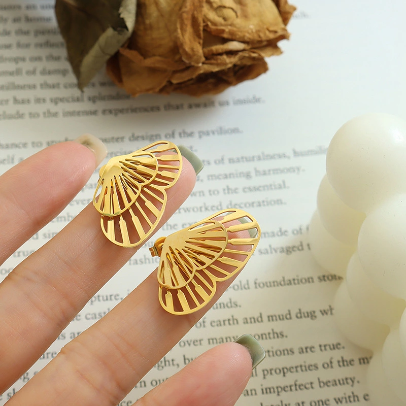 Stainless Steel Gold Stud Earrings Butterfly