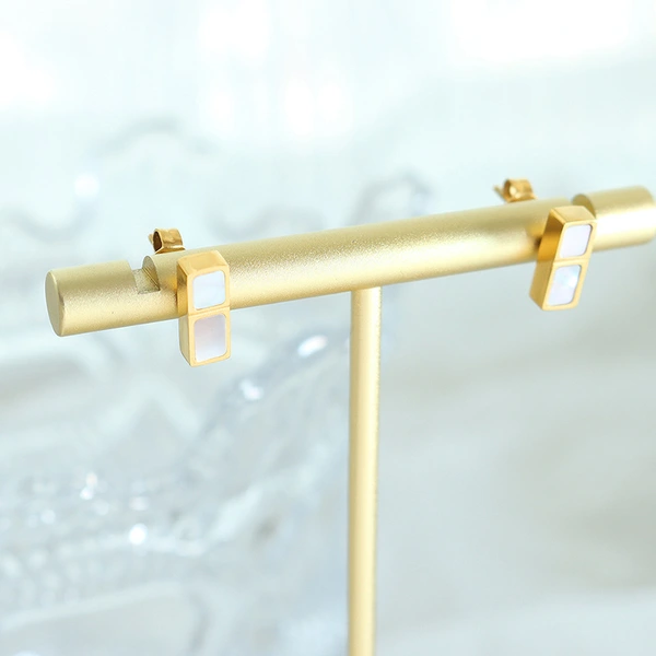 Stainless Steel Mother of Pearl Stud Earrings