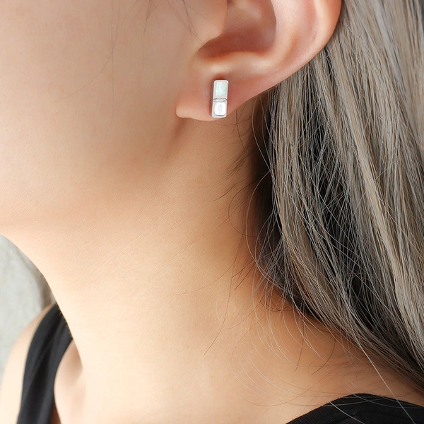 Stainless Steel Mother of Pearl Stud Earrings