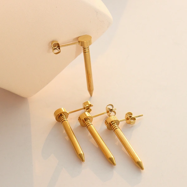 Fashion Stainless Steel Screw Stud Earrings