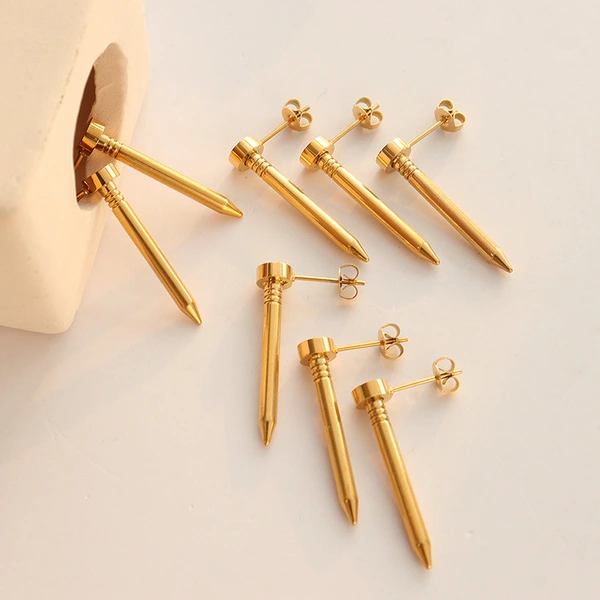 Fashion Stainless Steel Screw Stud Earrings