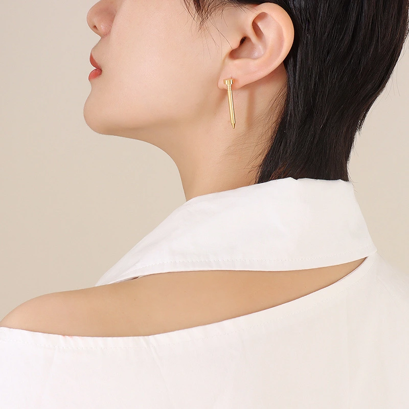 Fashion Stainless Steel Screw Stud Earrings