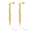 Fashion Stainless Steel Pearl Drop Earrings