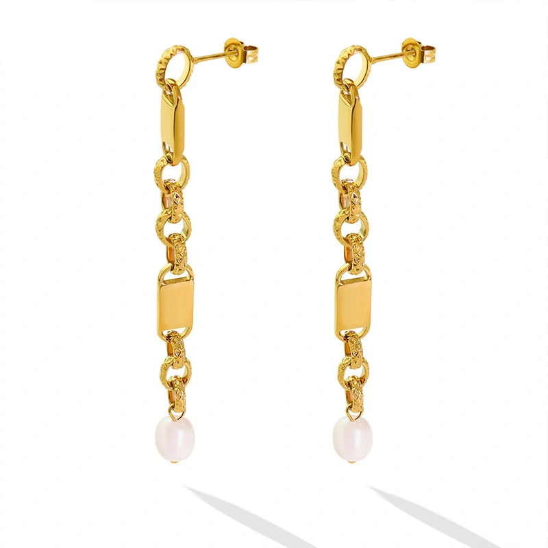 Fashion Stainless Steel Pearl Drop Earrings