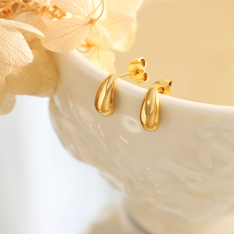 Fashion Women Stainless Steel Gold Hoop Earrings