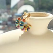Fashion Design Multi Enameled Color Hoop Stud Earrings