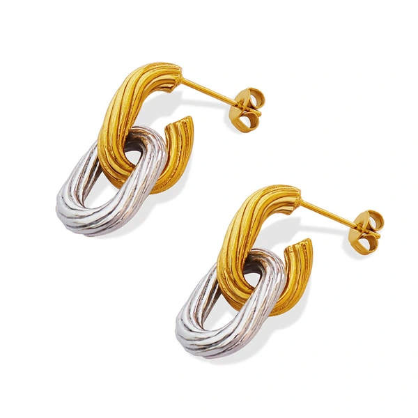 Twist Two Tone Stud Earrings