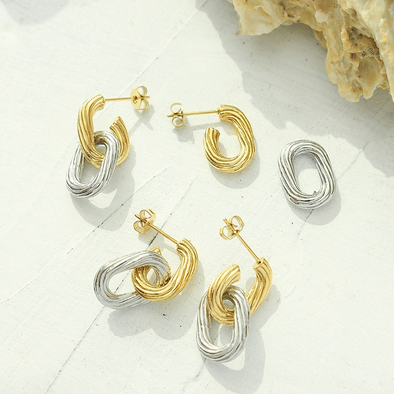 Twist Two Tone Stud Earrings