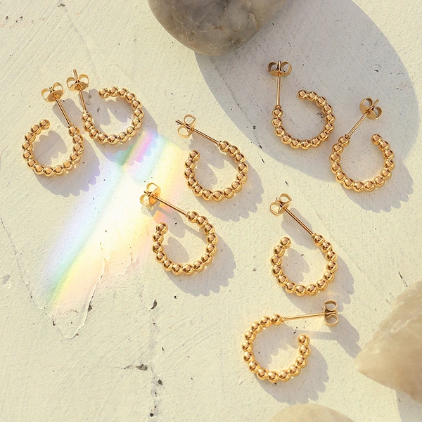 Gold Plated Stainless Steel Hoop Earrings Jewelry