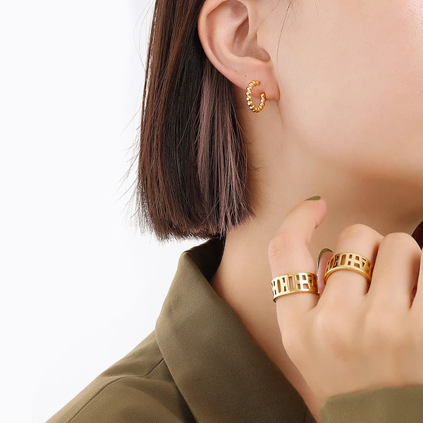 Gold Plated Stainless Steel Hoop Earrings Jewelry