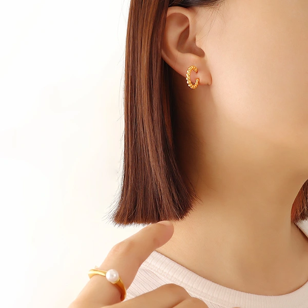 Gold Plated Stainless Steel Hoop Earrings Jewelry