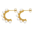 Stainless Steel Pearl Stud Hoop Earrings