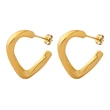 Gold Color Steel Women Heart Earrings