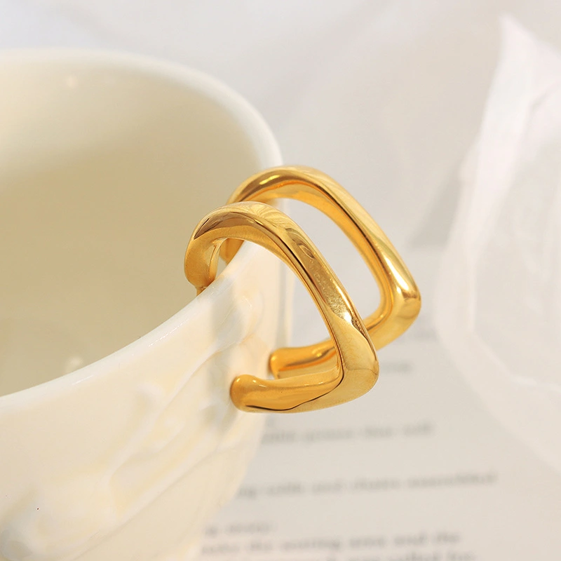 Gold Color Steel Women Heart Earrings