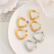 Gold Color Steel Women Heart Earrings