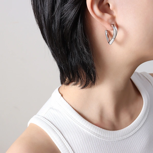 Gold Color Steel Women Heart Earrings