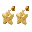 Women Stainless Steel Gold Star Earrings
