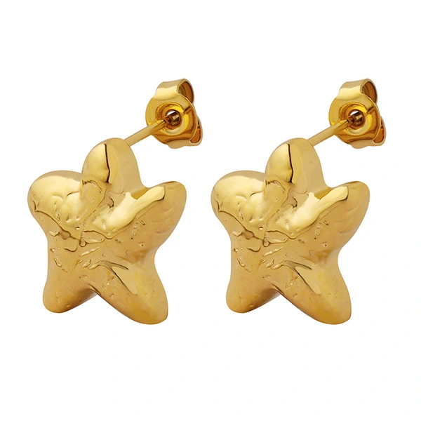 Women Stainless Steel Gold Star Earrings