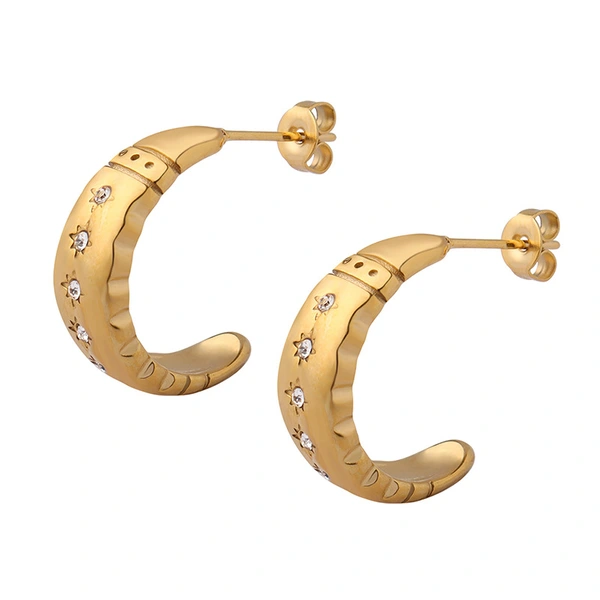 Trendy Moon Shape Stainless Steel Stud Earrings