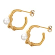 Gold Color Stainless Steel Trendy Pearl Earrings