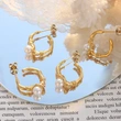 Gold Color Stainless Steel Trendy Pearl Earrings