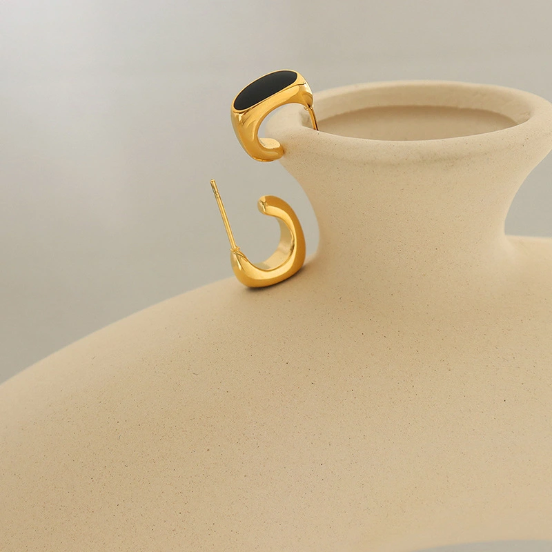 Trendy Stainless Steel Enamel Earrings