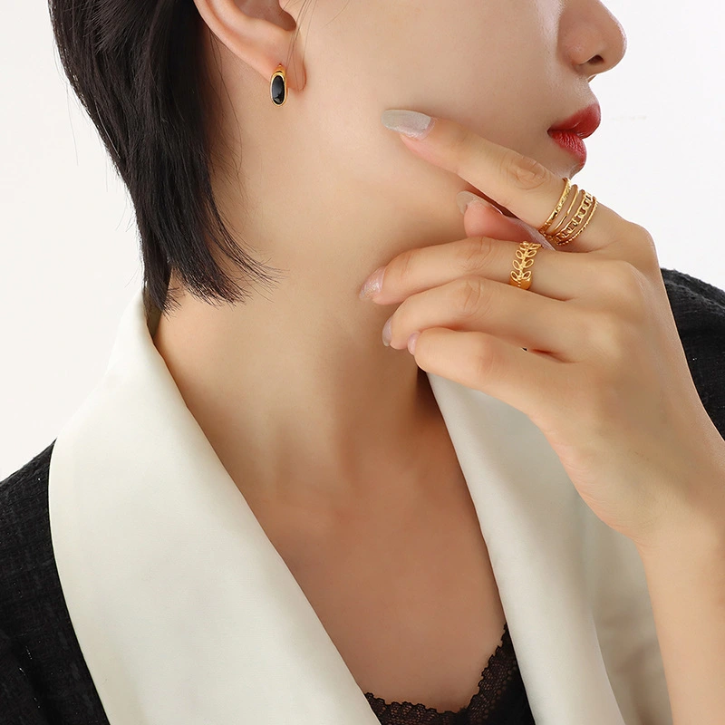 Trendy Stainless Steel Enamel Earrings